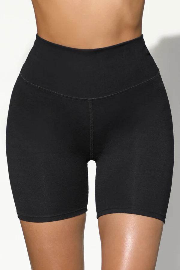 JOAH BROWN: SUEDED ONYX BIKER SHORTS
