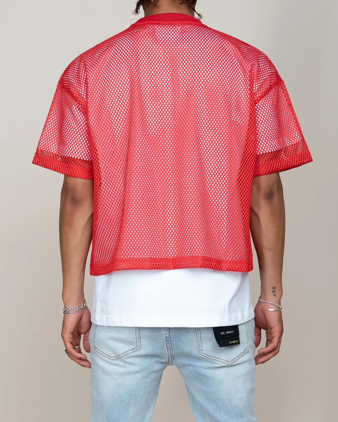 EPTEM MESH STADIUM JERSEY IN RED (model back view) -8586