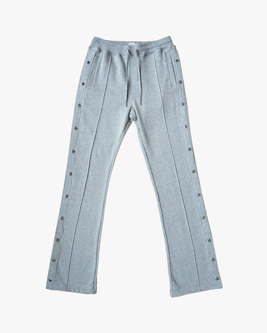 EPTM: FRENCH TERRY SNAP FLARED PANTS (flat lay view) GREY