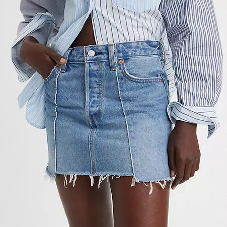 LEVIS: RECRAFTED ICON SKIRT (front view on model)