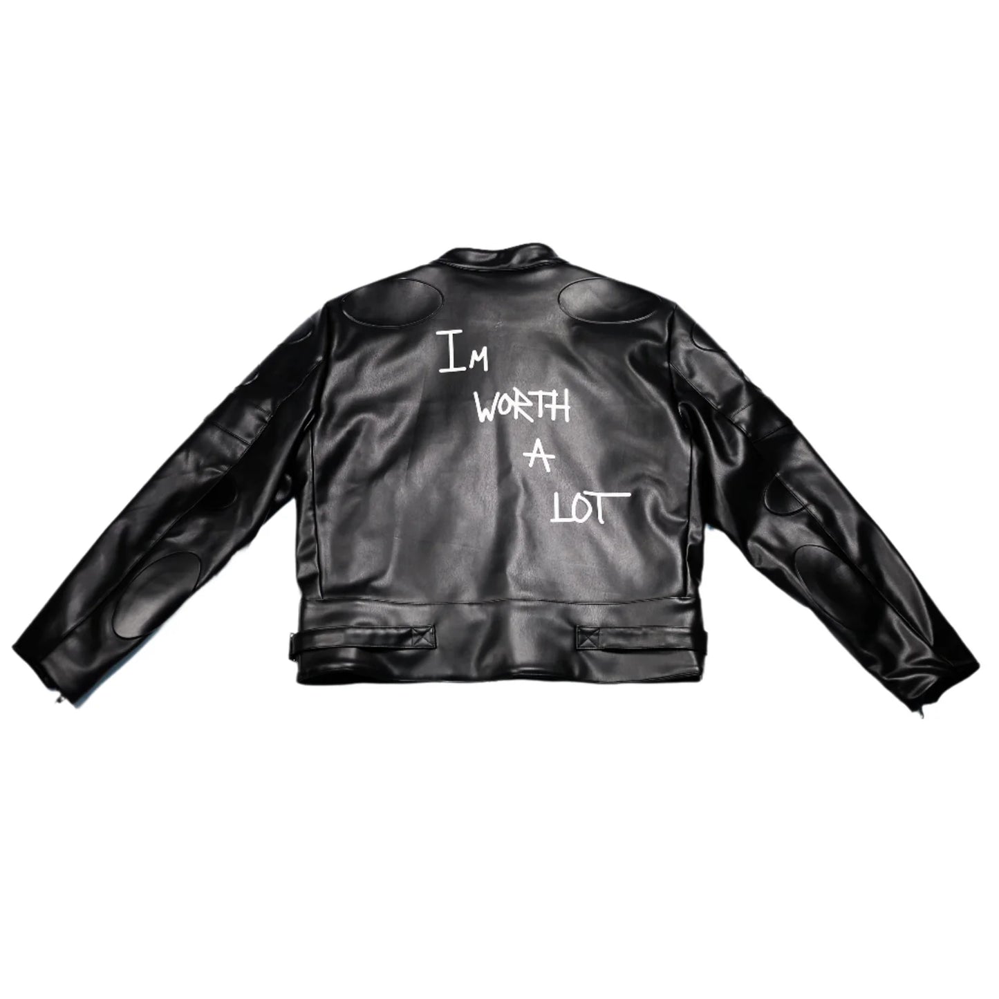 KNOTWTR: IM WORTH A LOT BLACK LEATHER JACKET