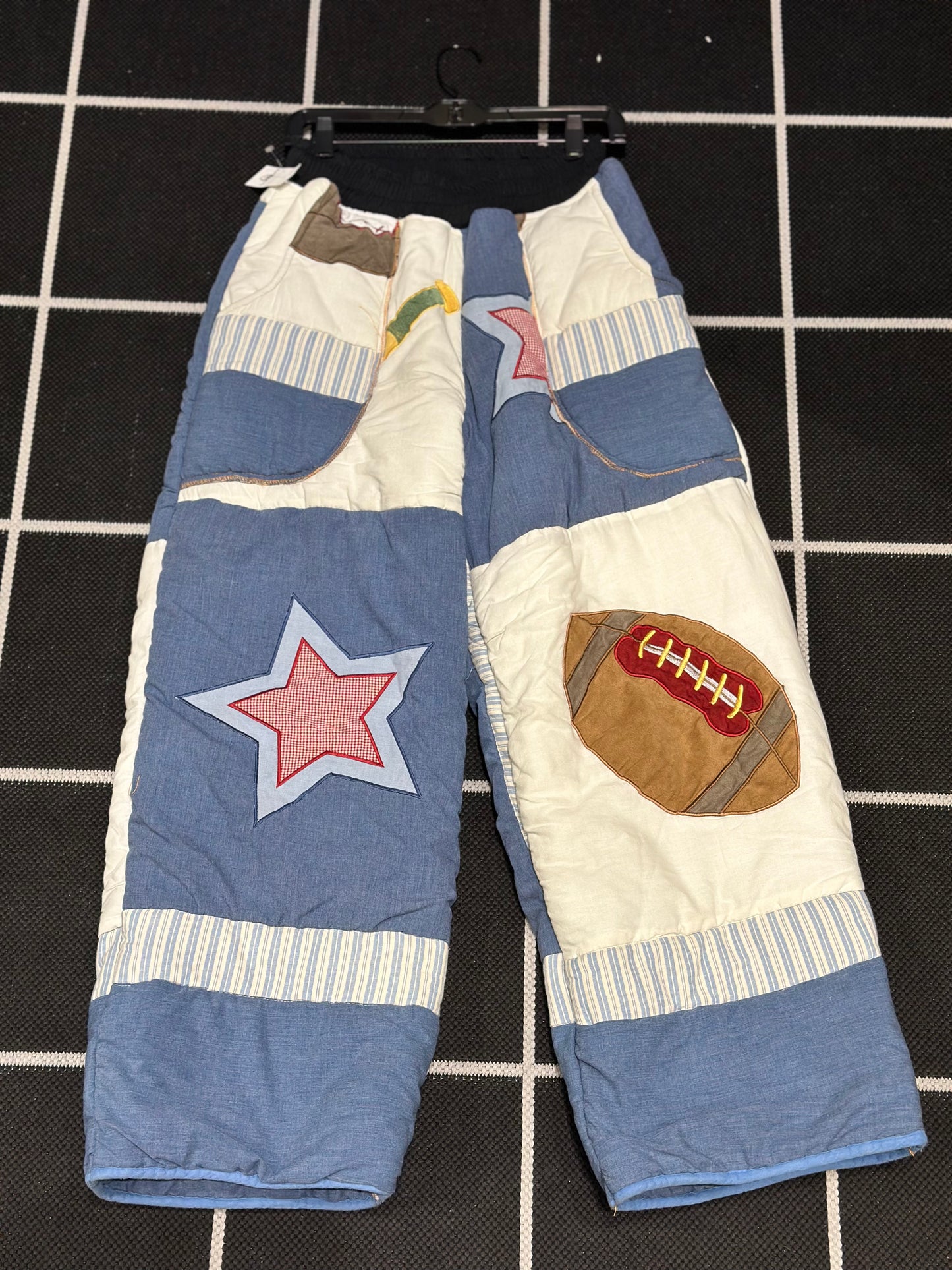ANGEL GENTLE: UPCYCLED SPORTS QUILTED SWEATPANTS