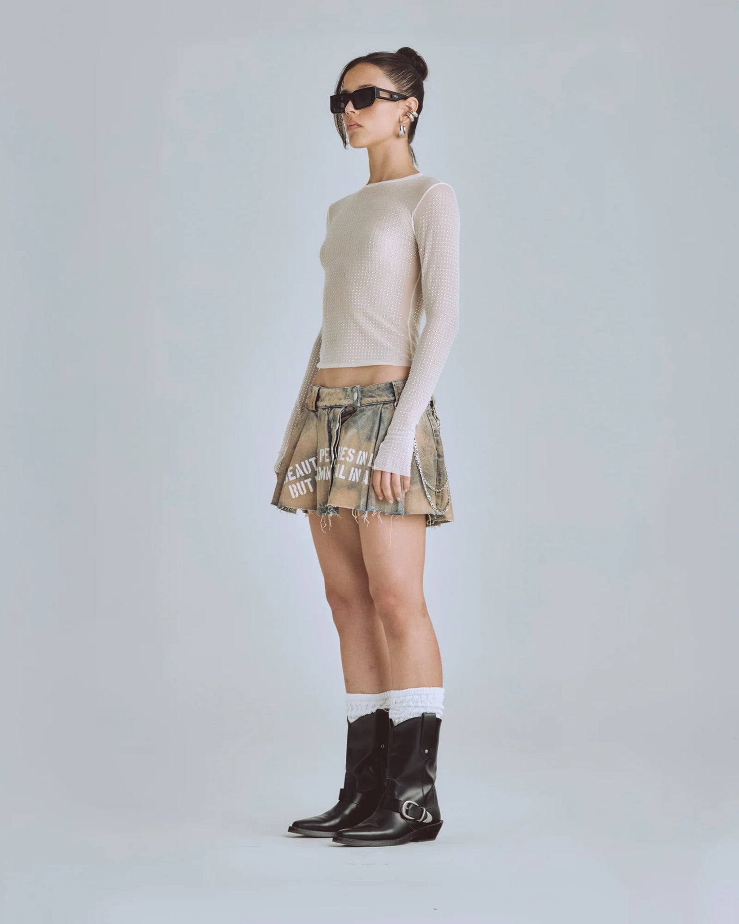 UNDERGOLD: AGNUS DEI BEAUTY SKIRT- DIRTY BLUE