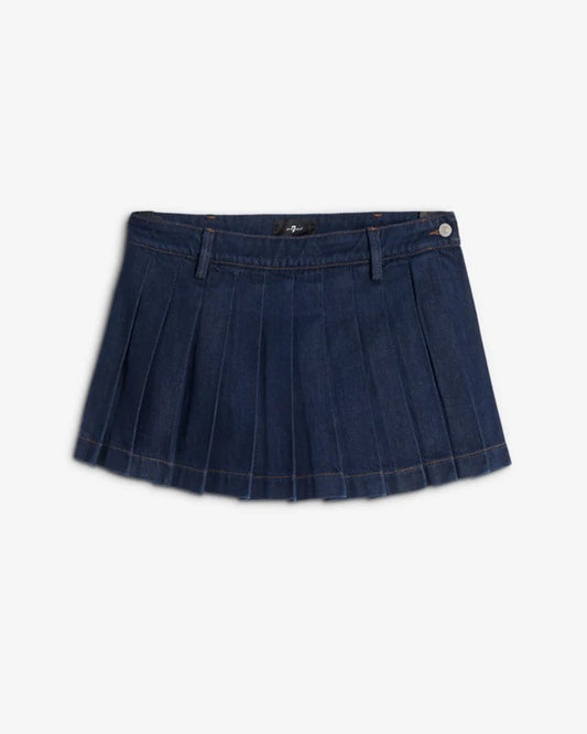 7 FOR ALL MANKIND: PLEATED DENIM MINI SKIRT