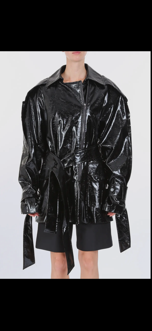 BEULAH STYLE: VEGAN BELTED DETAIL TRENCH COAT