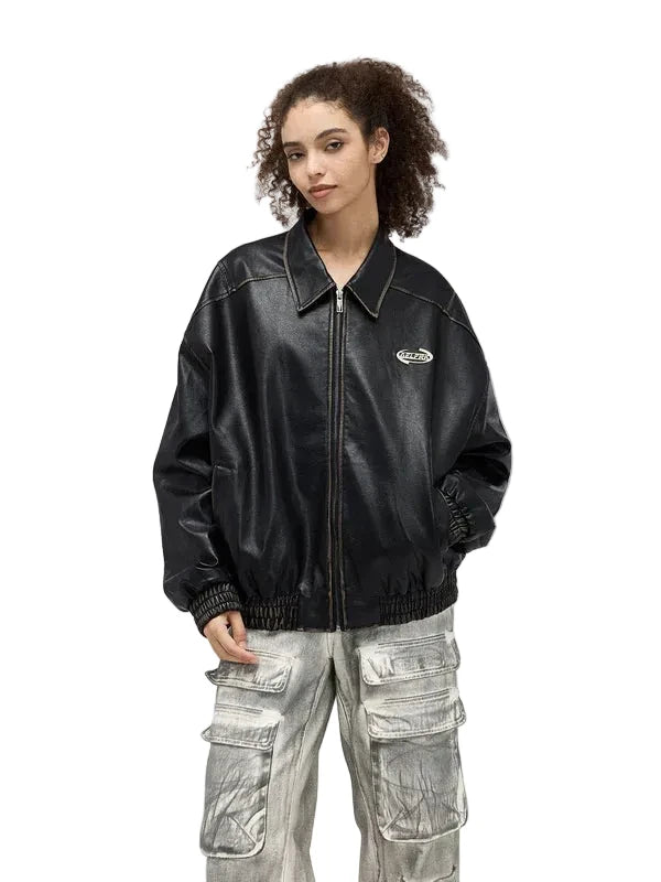 AELFRIC EDEN: FAUX LEATHER CROPPED JACKET