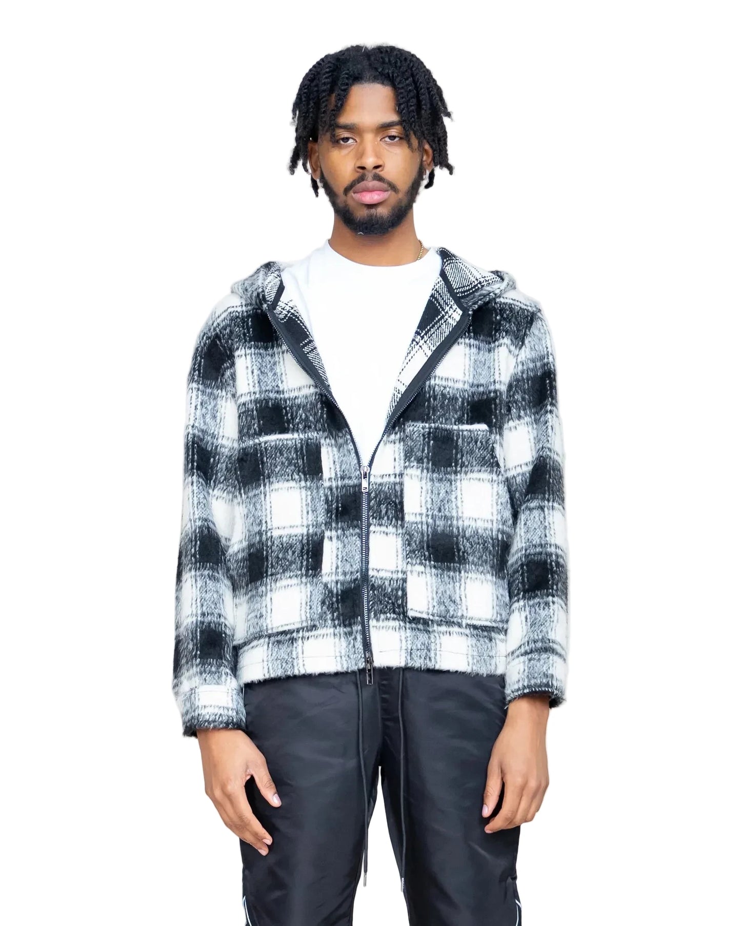 EPTM MOHAIR FLANNEL JACKET - BLACK/WHITE