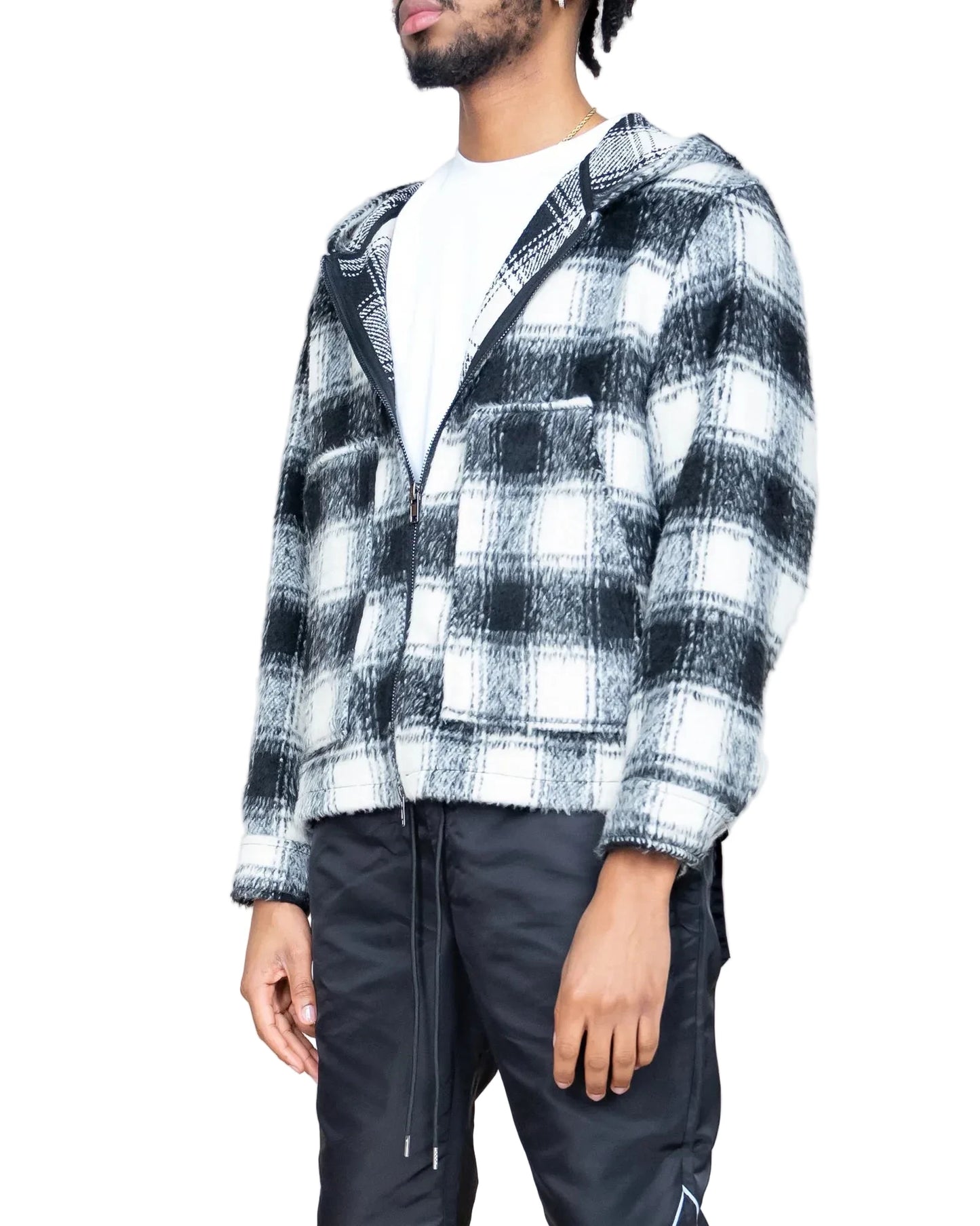 EPTM MOHAIR FLANNEL JACKET - BLACK/WHITE
