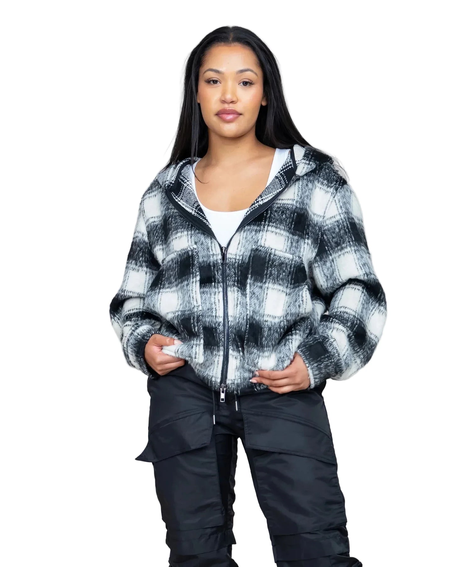 EPTM MOHAIR FLANNEL JACKET - BLACK/WHITE