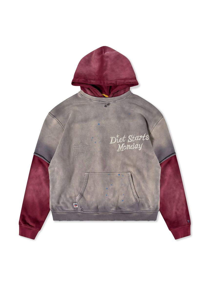 DIET STARTS MONDAY: DOUBLE LAYER HOODIE - WASHED