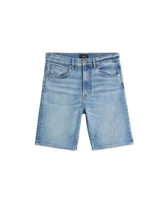 7 For All Mankind Over Camp Blue Denim Wide Leg Shorts