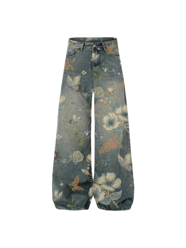 AELFRIC EDEN: FLORAL BAGGY JEANS