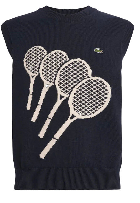 LACOSTE: RACKET JACQUARD SWEATER VEST