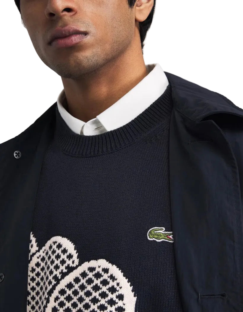 LACOSTE: RACKET JACQUARD SWEATER VEST