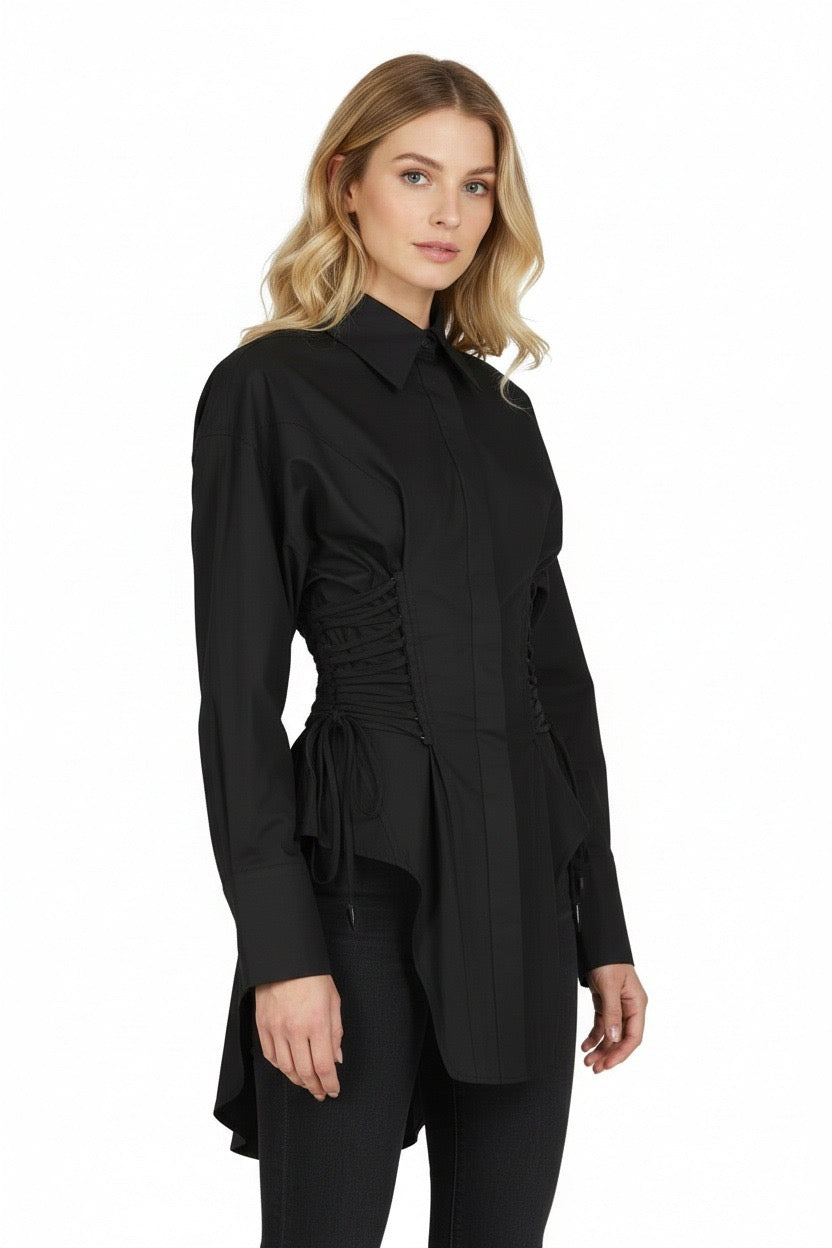 BEULAH: CORSET BUTTON UP SHIRT