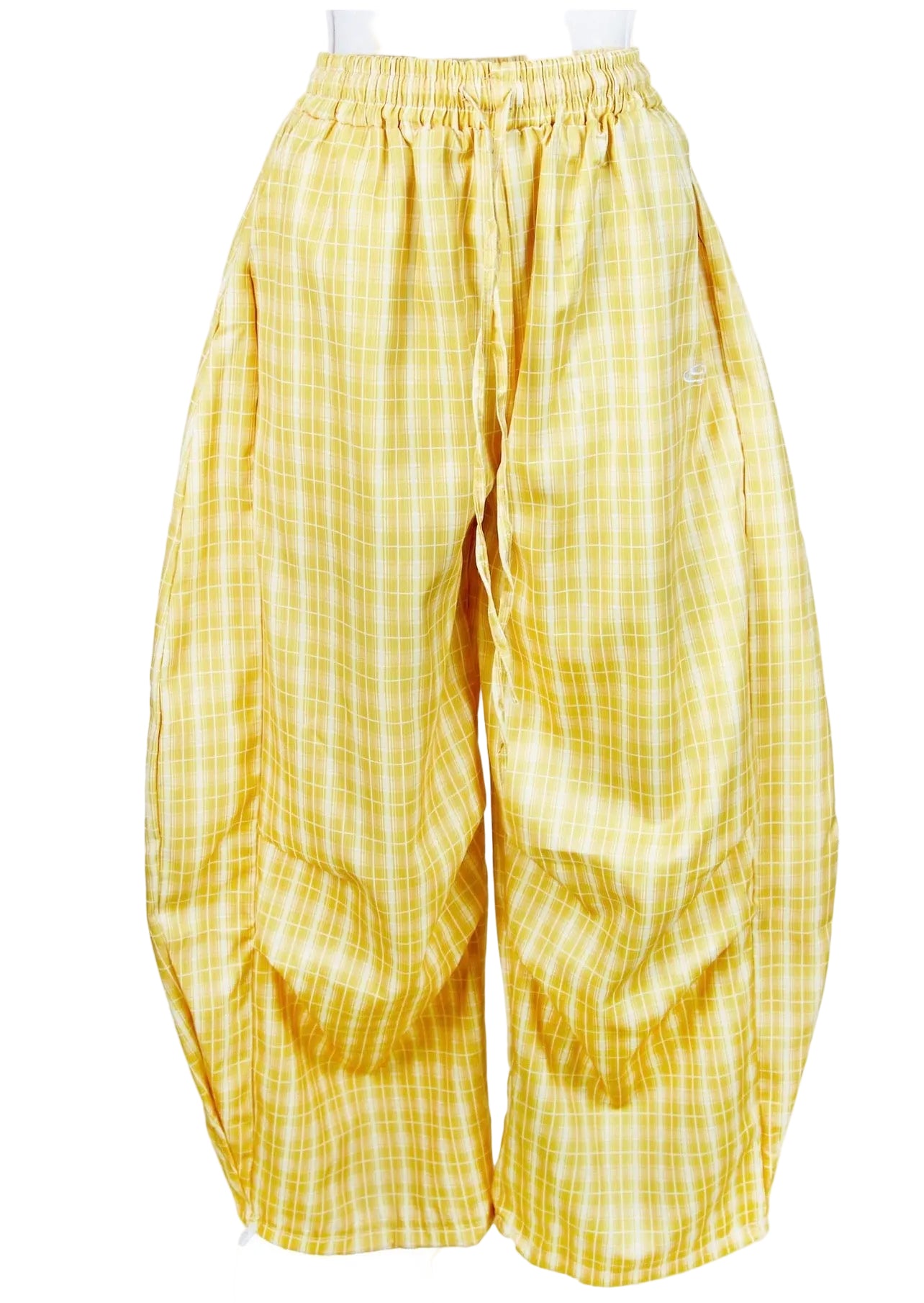 8586: YELLOW WIDE LEG PLAID PANTS