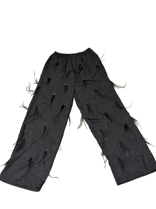 YASAMAN: FEATHER PANTS