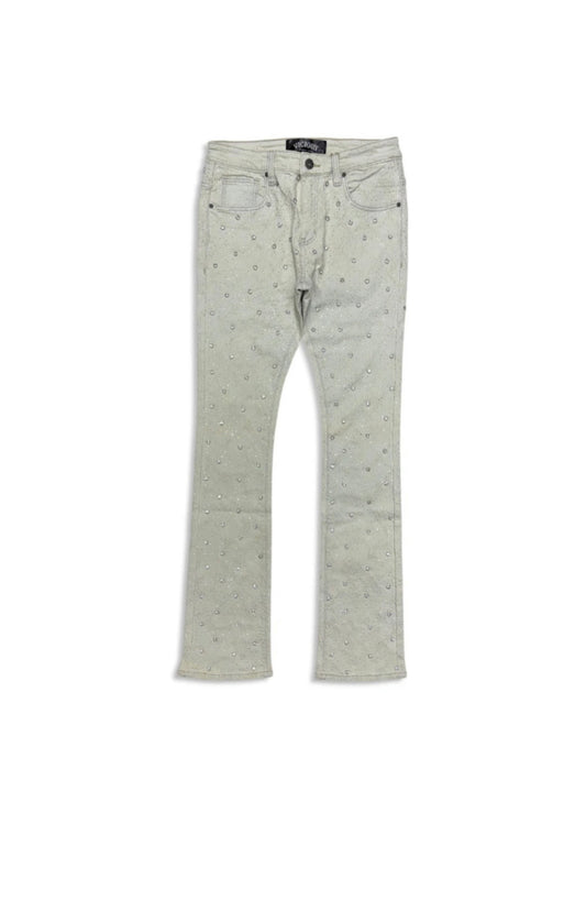 VICIOUS DENIM: EMBELLISHED RHINESTOME FLARE JEANS