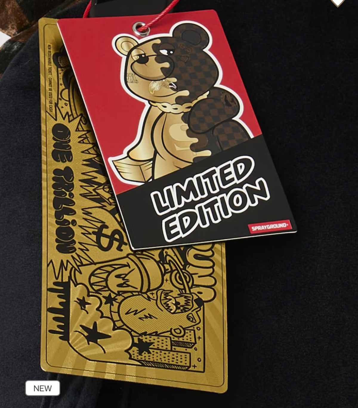 SPRAYGROUND: GOLD DRIP MONEYBEAR BACKPACK