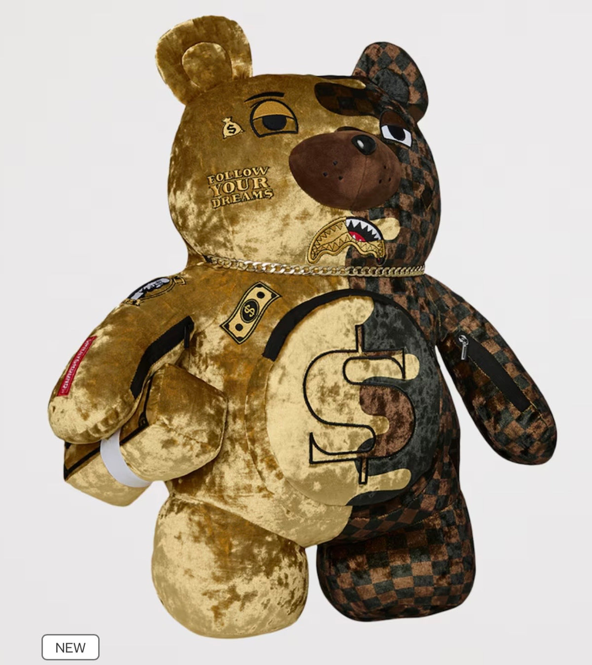 SPRAYGROUND: GOLD DRIP MONEYBEAR BACKPACK