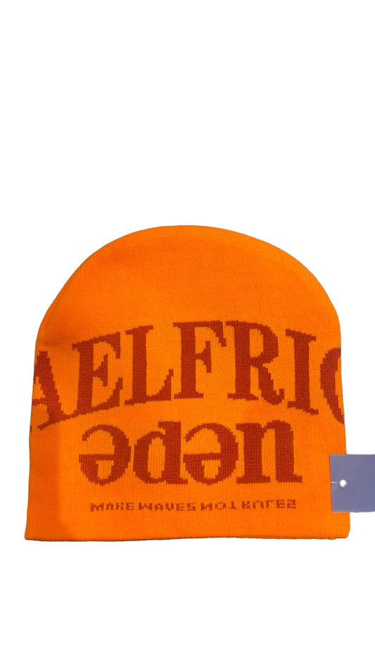 AELFRIC EDEN ORANGE LOGO BEANIE