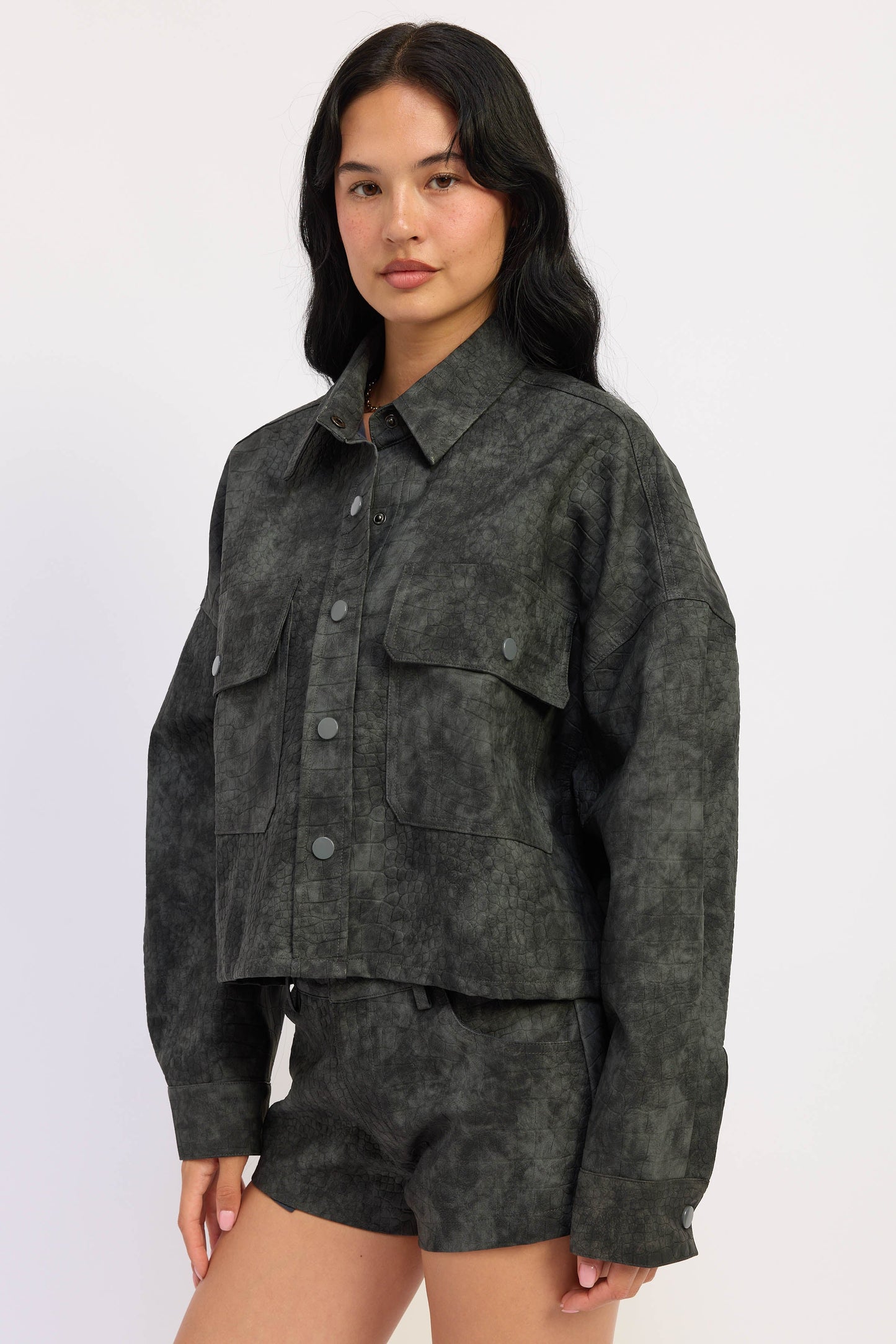 8586 FAUX LEATHER GREY JACKET