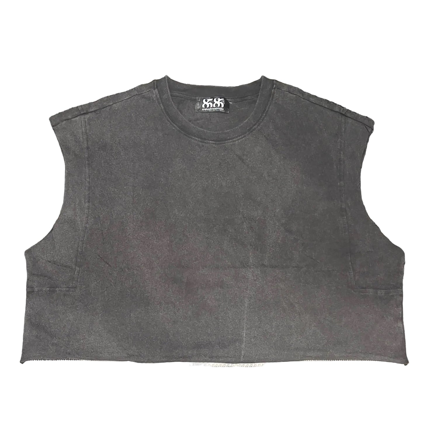 8586: UNISEX BLACK GARMENT DYE CROP TANK
