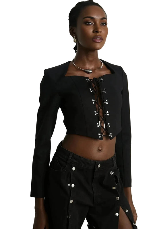 BEULAH: BLACK CROP BLAZER