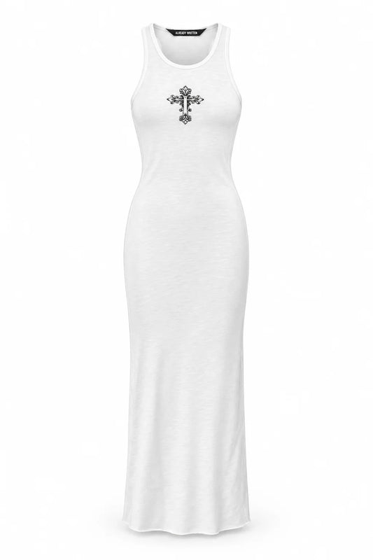 ALREADY WRITTEN: WHITE CROSS TANK DRESS