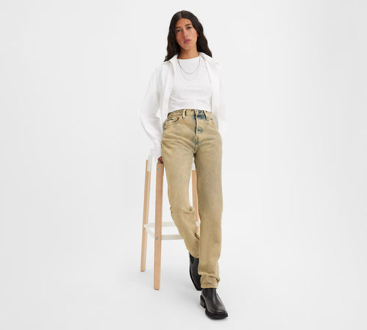 LEVI’S: 501 CLOUDY KHAKI JEANS (front view on model)