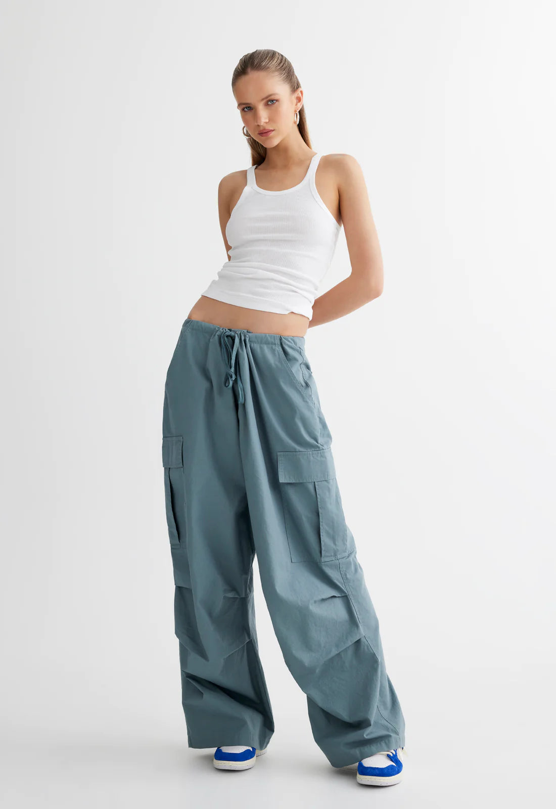 LIONESS: Slate Utility Pants (on model)