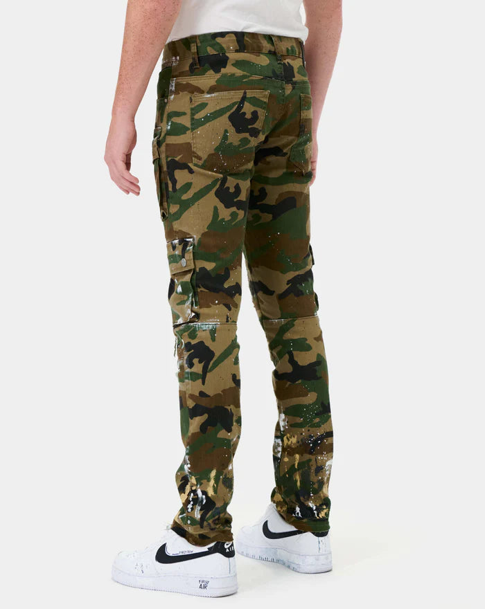 FIRST ROW: SLIM FIT CAMO PANTS