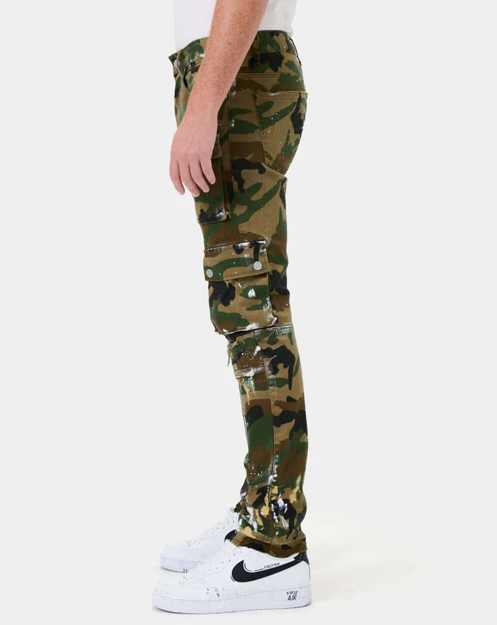 FIRST ROW: SLIM FIT CAMO PANTS