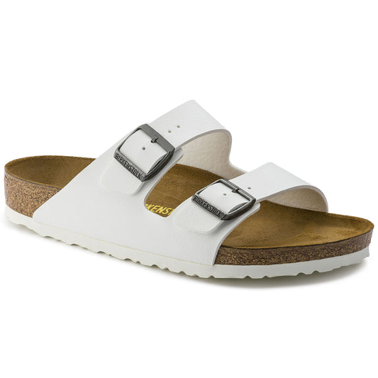 BIRKENSTOCK WOMEN'S ARIZONA LEATHER SLIP ON SHOES WHITE CORK - 8586