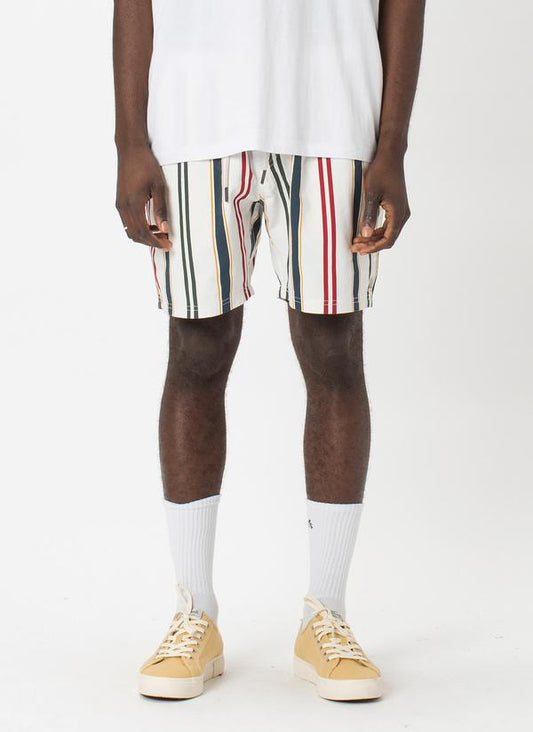 barney cools poolside 17" white vert stripe shorts - 8586 (on model)