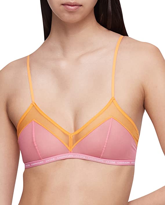 CALVIN KLEIN SHEER CK ONE BRALETTE ORANGE PINK  - 8586