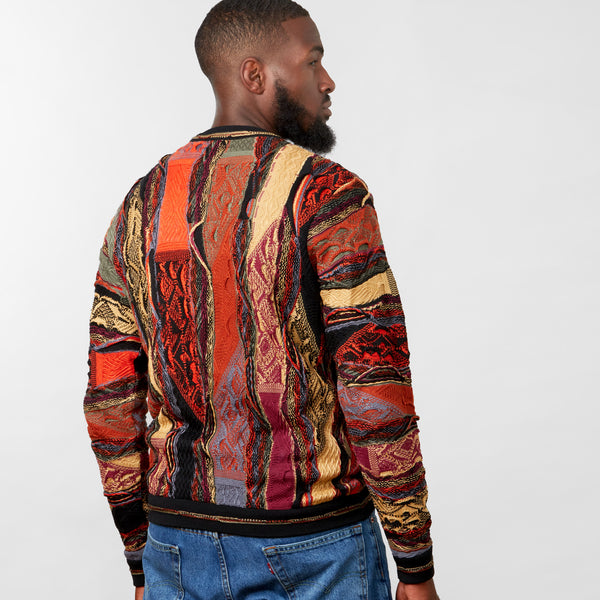 COOGI MEN'S LIMITED EDITION PATCHWORK SWEATER - 8586 (back view on model)