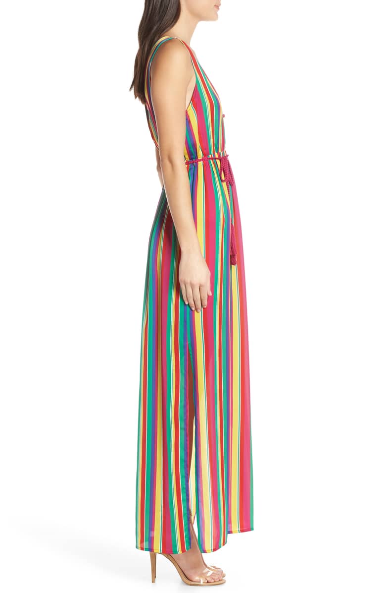 women's striped rainbow maxi dress - 8586