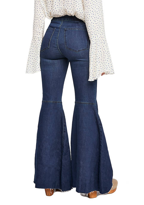 free people dark denim flare jean pants - 8586