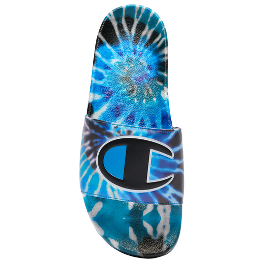 CHAMPION MEN'S IPO BLUE TIE DYE SLIDES - 8586 (top view)