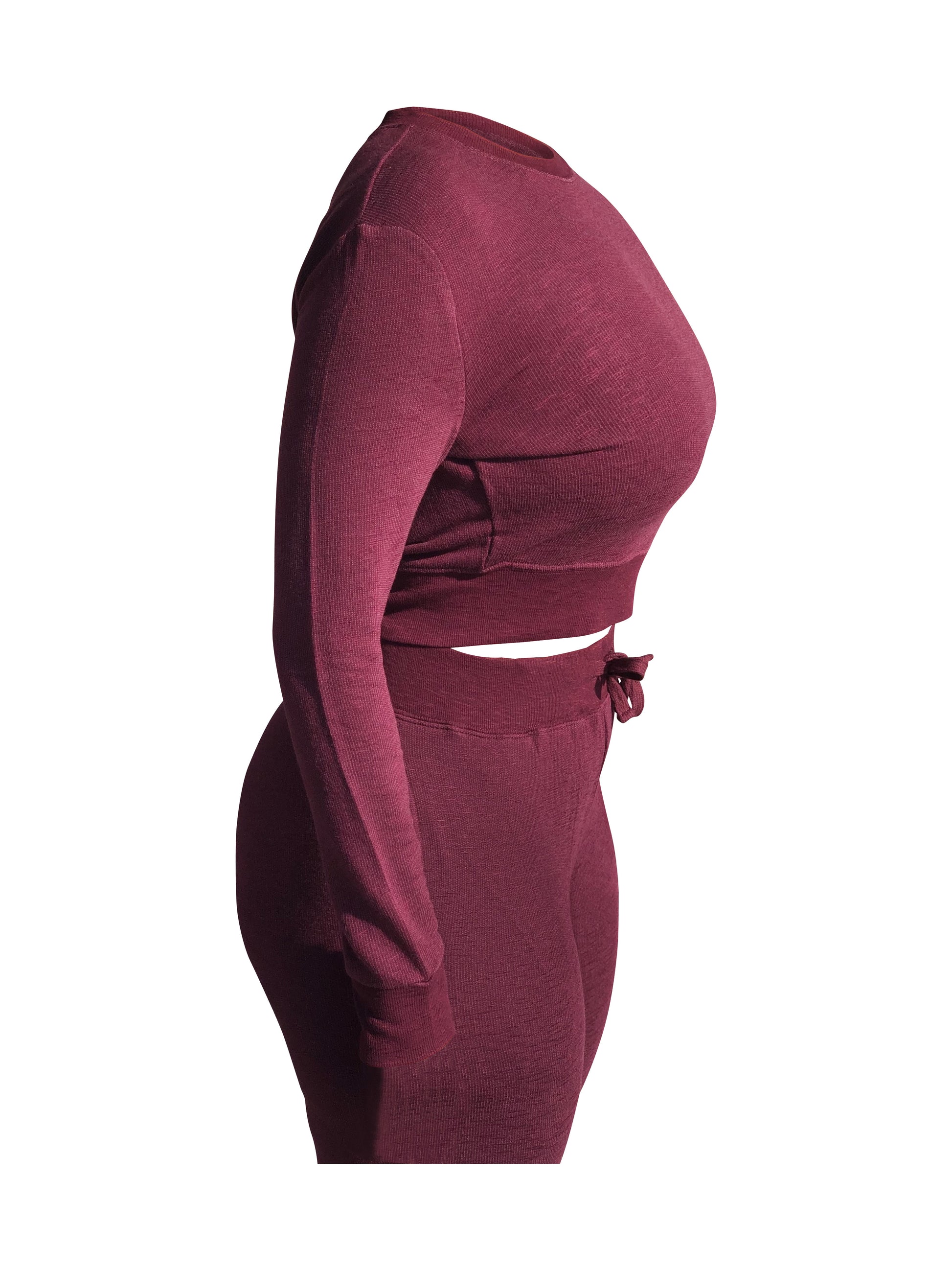 double zero long sleeve crop sweatshirt - 8586 maroon