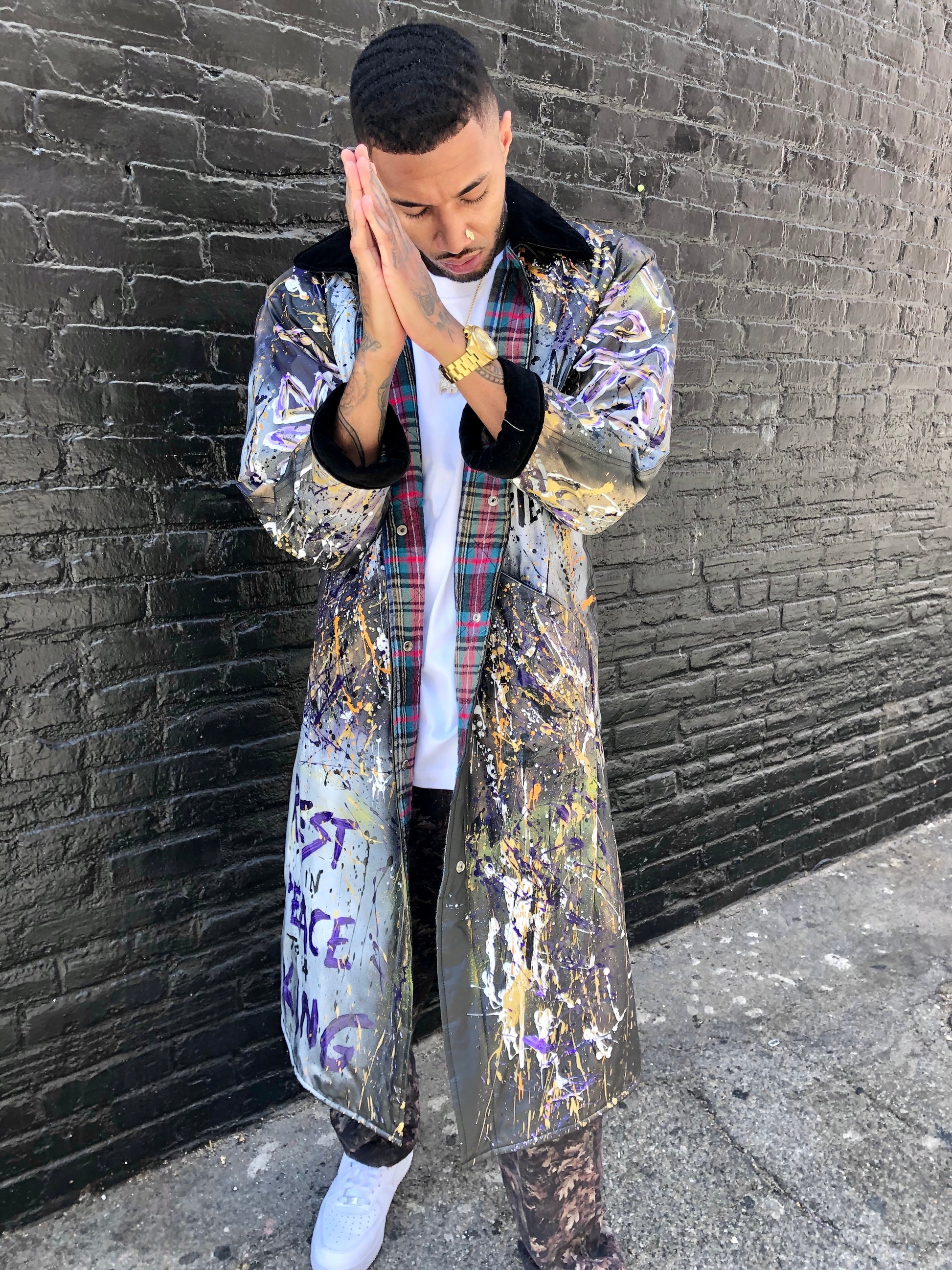 MENS Los Angeles LAKERS KOBE BRYANT PAINT SPLATTERED TRENCH COAT - 8586