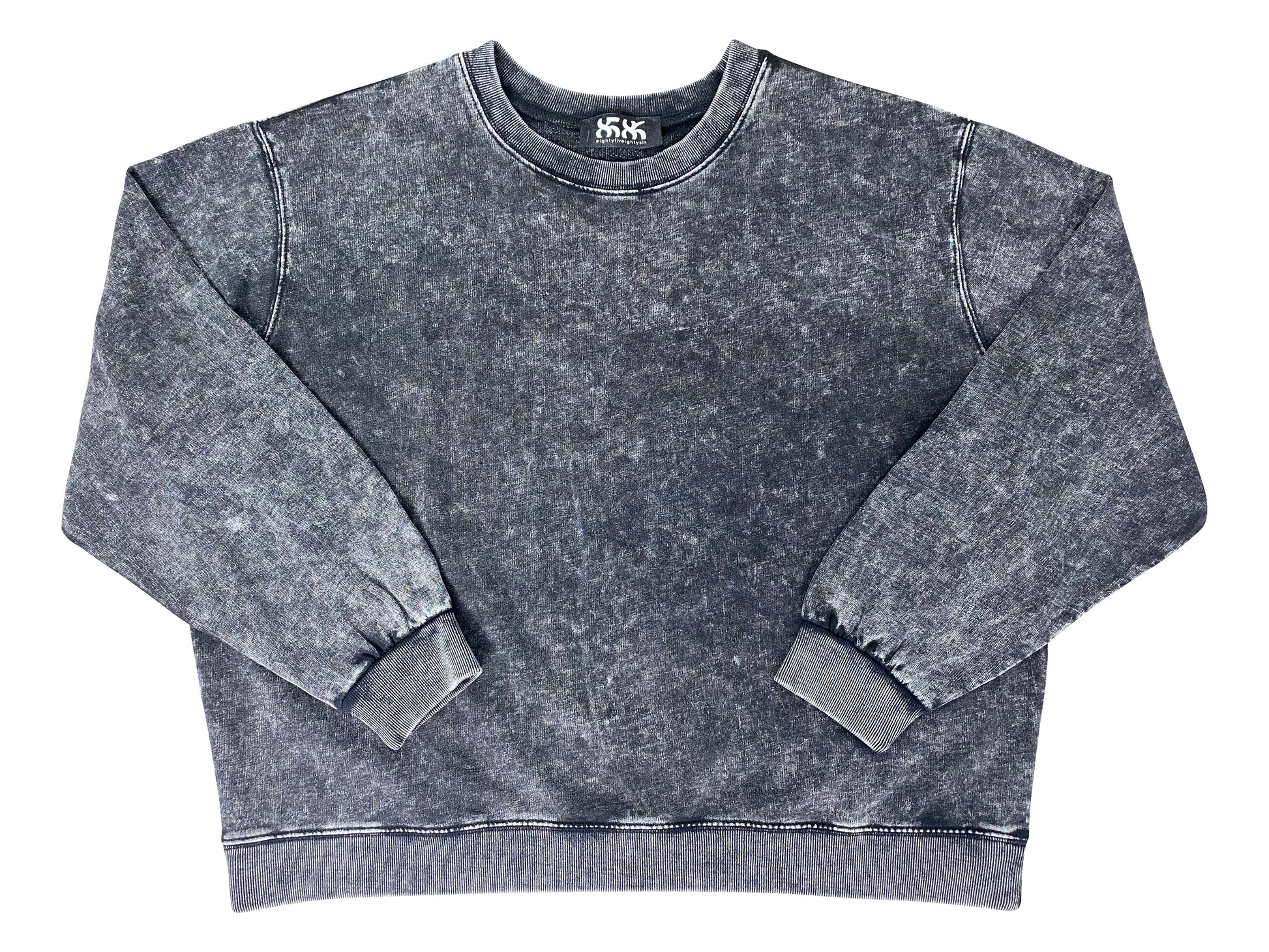 black acid washed loose fit sweatshirt - 8586