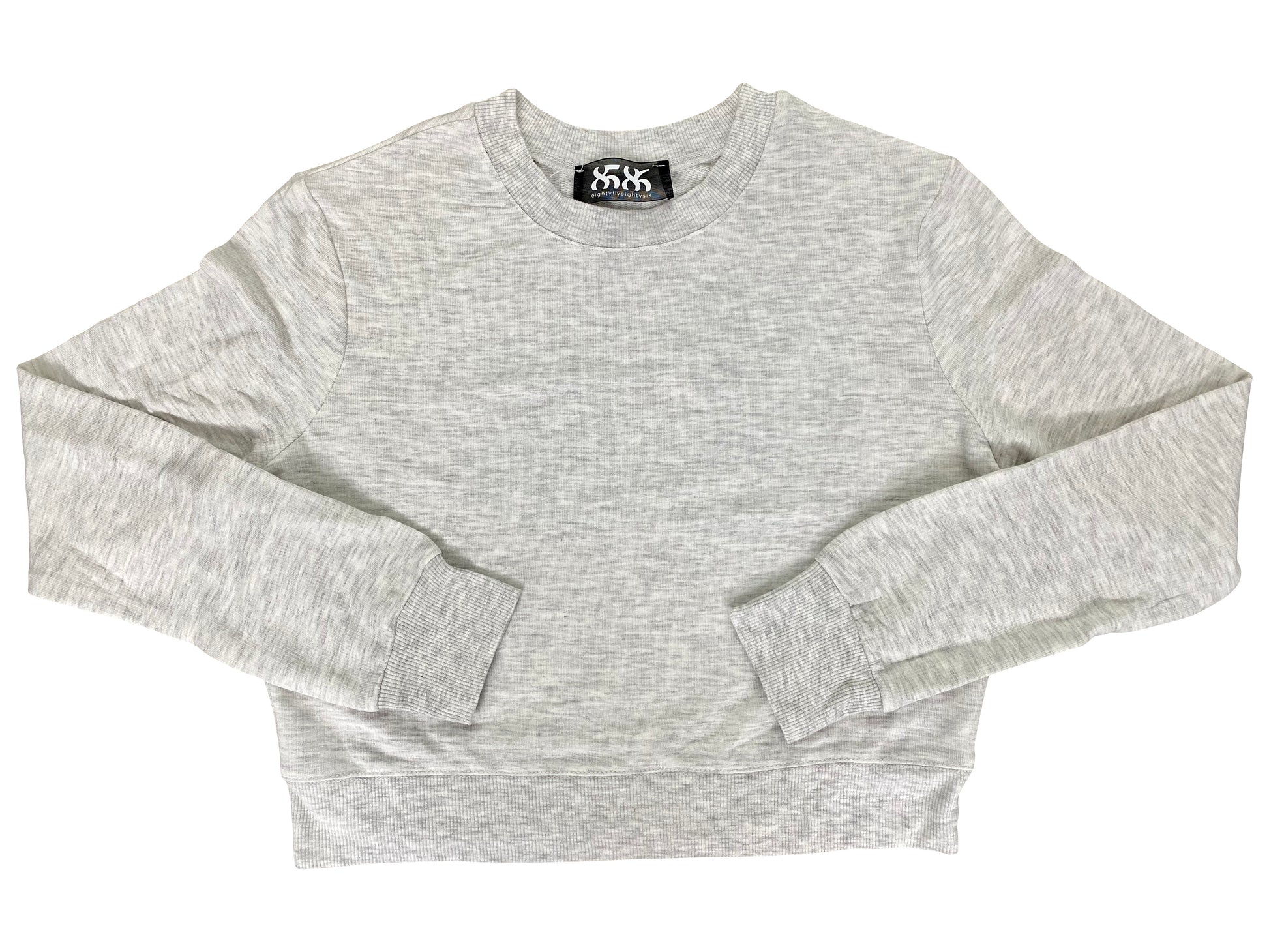 8586: LOUNGE LONG SLEEVE CROP SWEATSHIRT grey