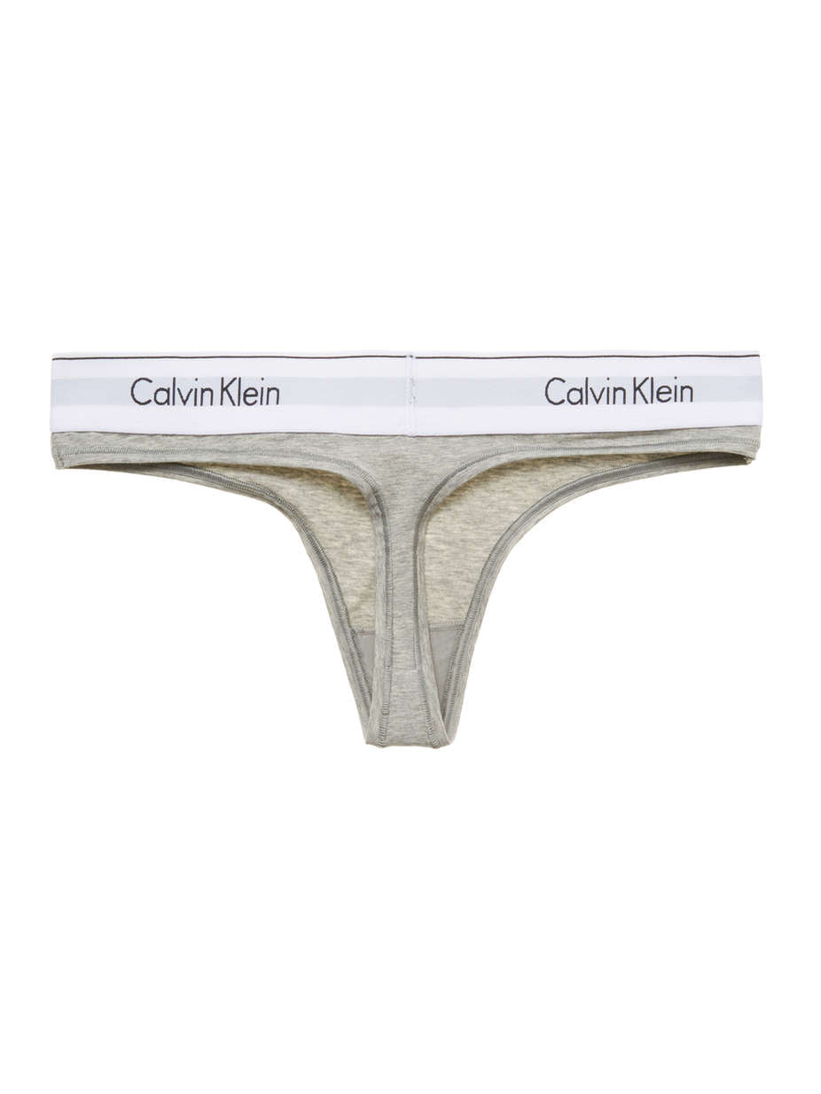 CALVIN KLEIN : GREY LOGO THONG - 85 86 eightyfiveightysix
