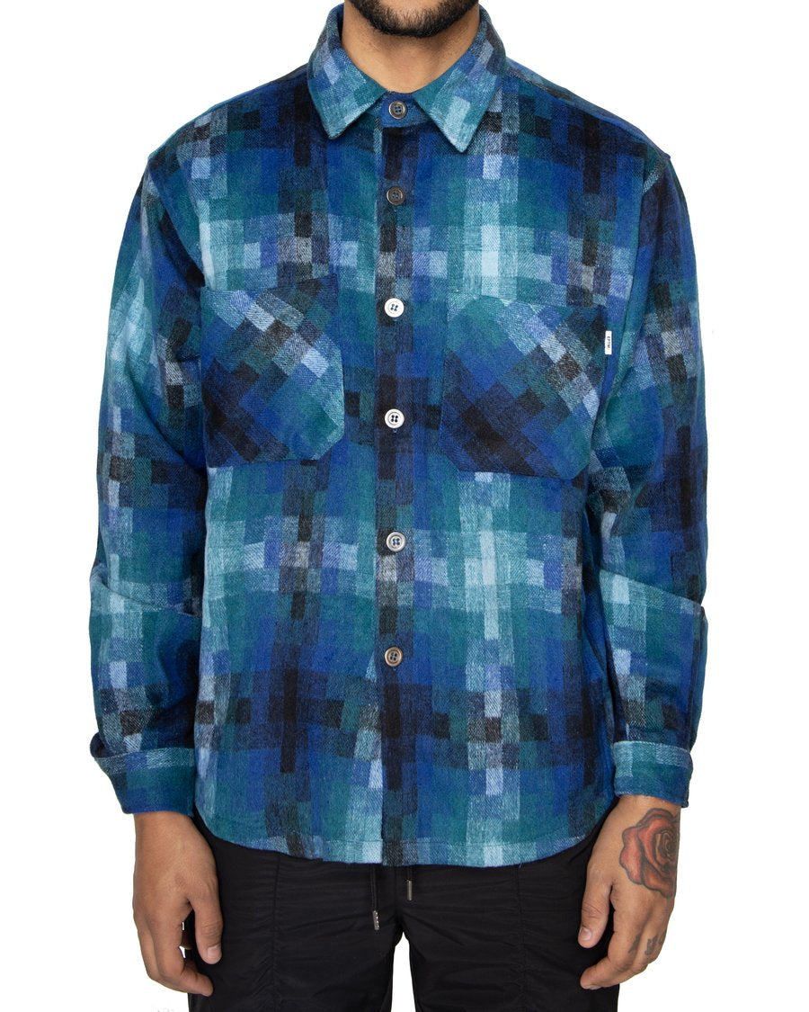 EPTM BLUE HEAVY FLANNEL BUTTON UP SHIRT - 8586