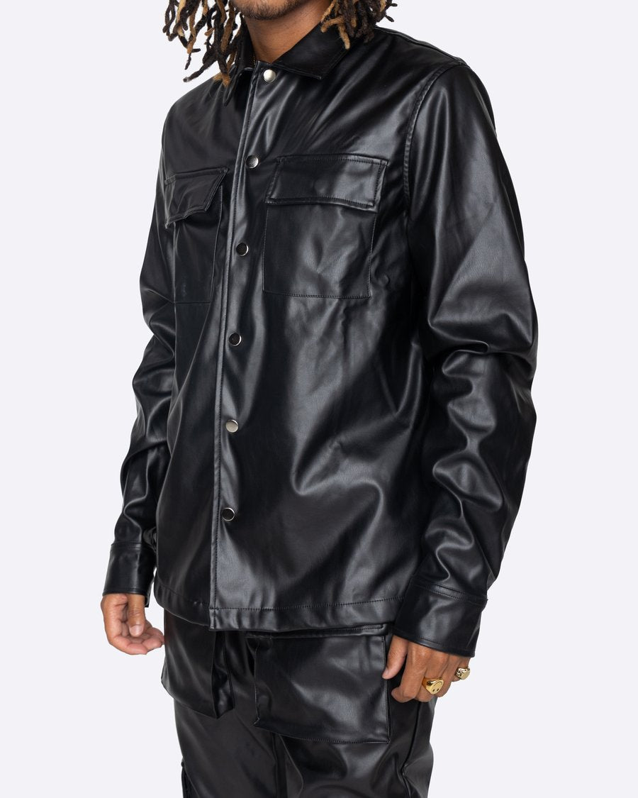 EPTM: PU LEATHER CARGO SHIRT