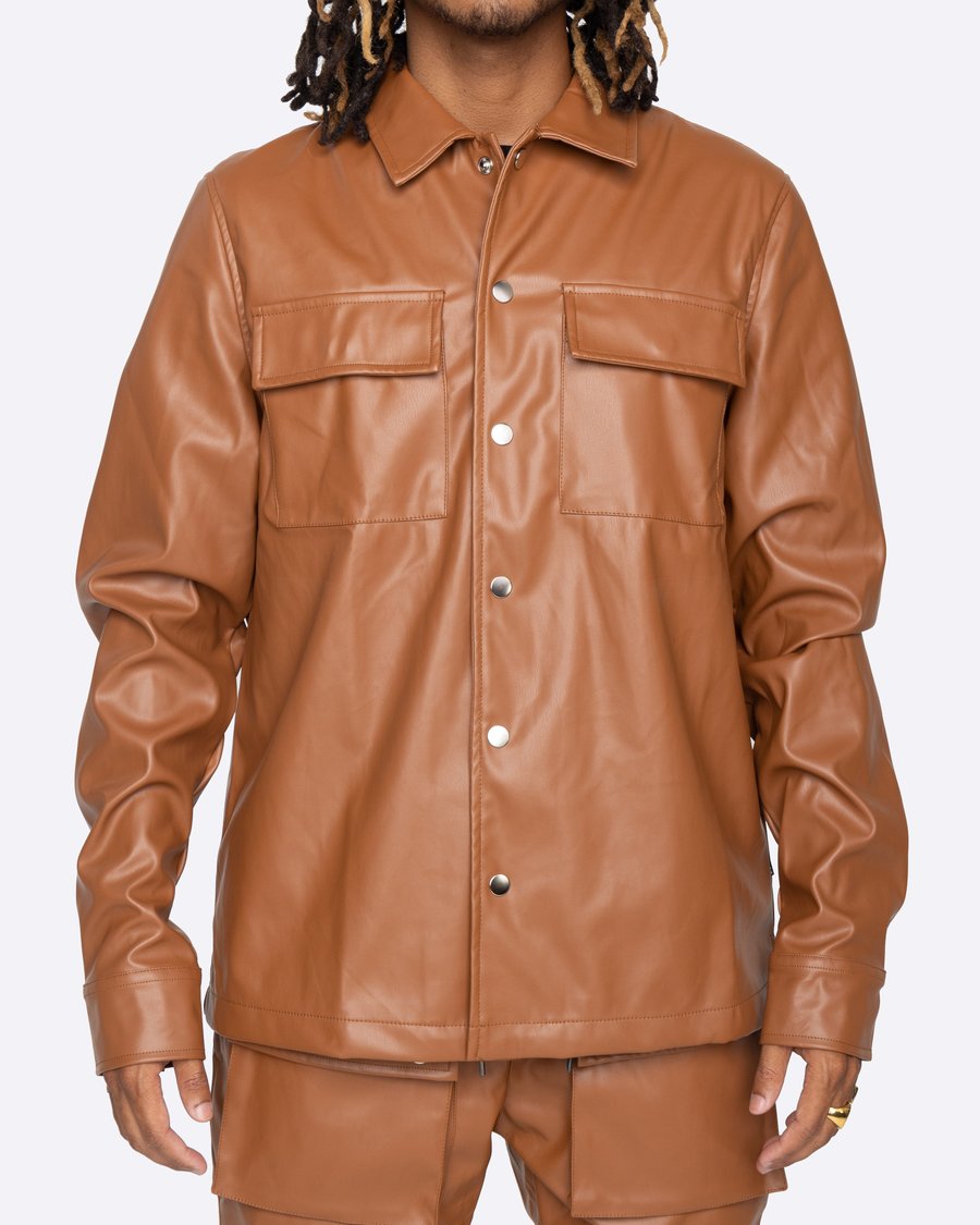 EPTM: PU LEATHER CARGO SHIRT