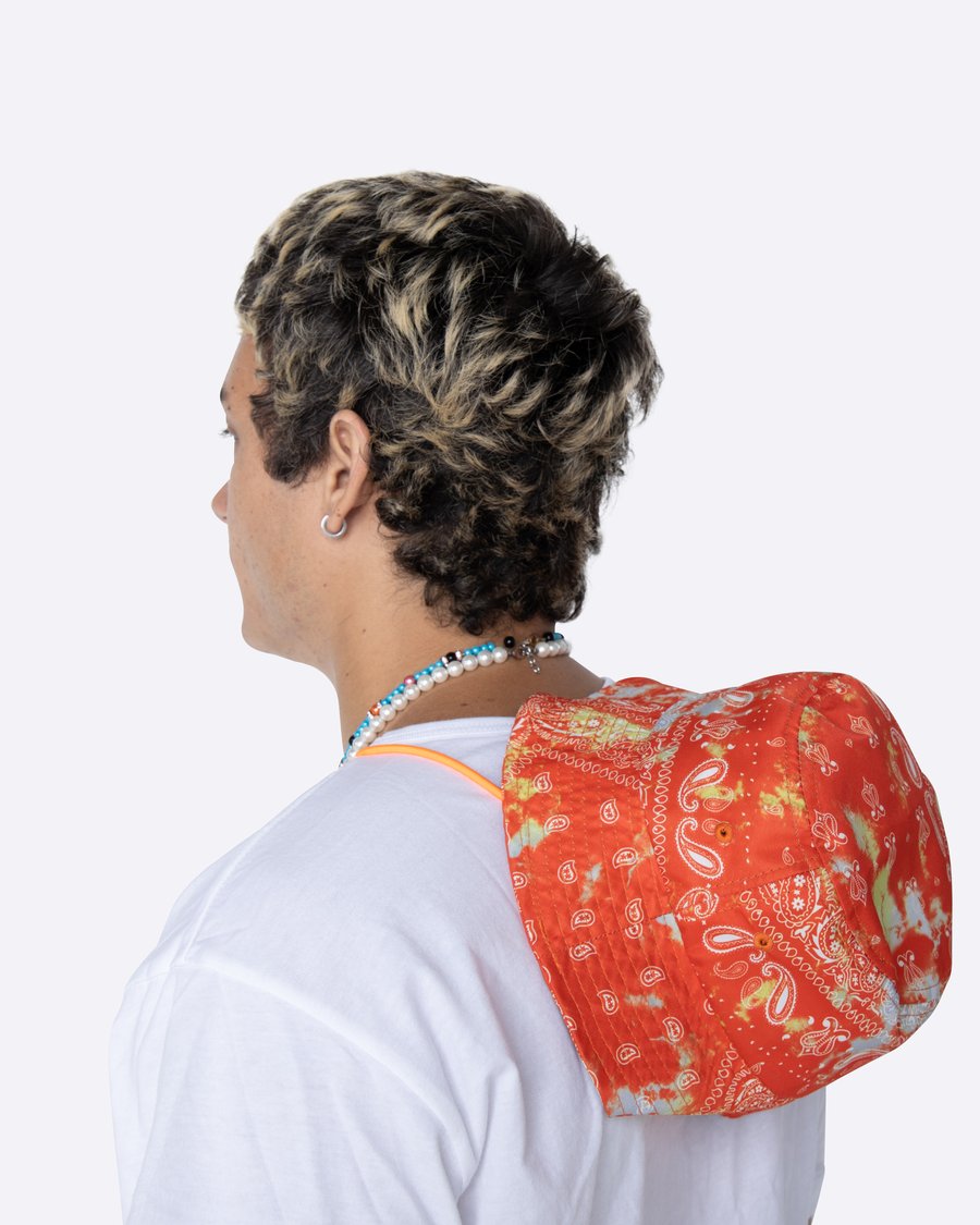MEN'S ORANGE BANDANA TIE DYE HAT - 8586