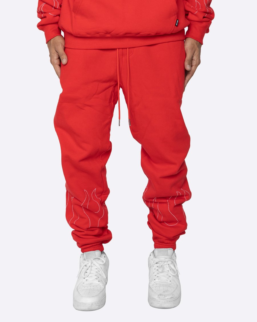 eptm red flame embroidery sweatpants -8586